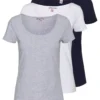Anna Field 3 Pack - T-Shirt Basique - White/Navy/Light Grey Melange