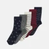 Anna Field 5 Pack - Chaussettes - Dark Blue/Dark Red