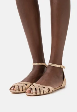 Leather - Ballerines À Bout Ouvert - Gold