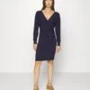 Anna Field Wrap V Ausschnitt Mini Strickkleid Mit Gürtel - Robe Fourreau - Dark Blue