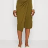 Anna Field Front Knot Midi Skirt - Jupe Crayon - Khaki