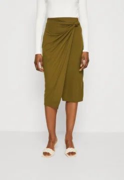 Anna Field Front Knot Midi Skirt - Jupe Crayon - Khaki