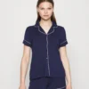 Anna Field Button Through Pj Set - Pyjama - Blue/White