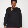 Cut Out Neck Fit - Sweatshirt - Black