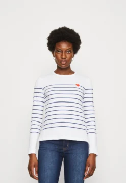 Anna Field T-Shirt À Manches Longues - White/Dark Blue