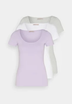 Anna Field 3 Pack - T-Shirt Basique - Purple/White/Mottled Light Grey -Anna Field ea599051637b41e2bfffcd2a4b84a87e scaled