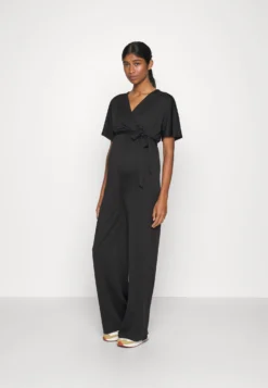 Short Sleeve Wrap Jumpsuit - Combinaison - Black