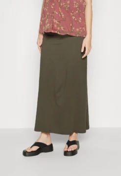 Maternity Maxi Skirt With Drawstring Waistband - Jupe Longue - 606 - Khaki